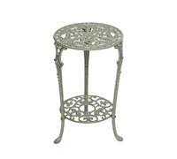 Round Wrought Iron Coffee Tables, Garden Decor Bistro Tables, Made of Cast Iron with Embossed Patterns, Large Diameter Tabletop, for Garden Backyard(White)