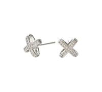 Round X Cross Studs Earrings for Women Grils 925 Sterling Silver Post Pin Dainty Huggie Criss Cross Hollow-Out Studs Earring Minimalist Charm Chunky Geometric Cartilage Tragus Piercing Earring Jewelry