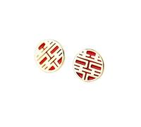 round year red retro festive wedding banquet jewelry high-end earrings