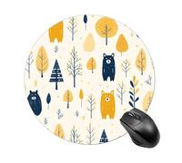 Round Yellow Bear Pattern Mouse Pad Non-Slip Rubber Base Waterproof Mouse Mat Travel Portable Gaming Mousepad for Office Work Home Computer Laptop Personalized Accessory