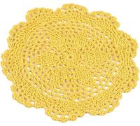 Round Yellow Cotton Blend Hand Crochet Floral Lace Doilies Place Mats Kitchen and Kitchen Table