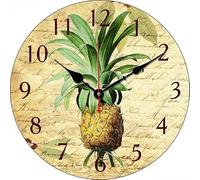 Round Yellow Lemon Pattern Wall Clock, Silent Non-ticking Battery Operated Decorative Clock, Art Hanging Clock For Living Room Bathroom Bedroom Kitchen Home Wall Decor 12 12cm