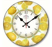 Round Yellow Lemon Pattern Wall Clock, Silent Non-ticking Battery Operated Decorative Clock, Art Hanging Clock For Living Room Bathroom Bedroom Kitchen Home Wall Decor 3 12cm