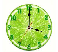 Round Yellow Lemon Pattern Wall Clock, Silent Non-ticking Battery Operated Decorative Clock, Art Hanging Clock For Living Room Bathroom Bedroom Kitchen Home Wall Decor 8 12cm