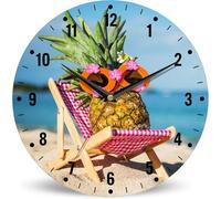 Round Yellow Lemon Pattern Wall Clock, Silent Non-ticking Battery Operated Decorative Clock, Art Hanging Clock For Living Room Bathroom Bedroom Kitchen Home Wall Decor 11 12cm