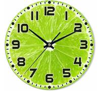 Round Yellow Lemon Pattern Wall Clock, Silent Non-ticking Battery Operated Decorative Clock, Art Hanging Clock For Living Room Bathroom Bedroom Kitchen Home Wall Decor 5 12cm