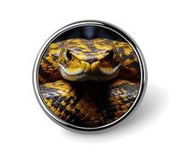 Round Yellow Snake Brooch Classic Mini Pin 1 Inch Aluminum Alloy Lapel Pin Personalized Button Badge for Backpack Hat Suit Jacket Clothing Decoration