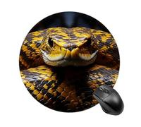 Round Yellow Snake Mouse Pad Non-Slip Rubber Base Waterproof Mouse Mat Travel Portable Gaming Mousepad for Office Work Home Computer Laptop Personalized Accessory