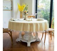 Round Yellow Tablecloth 240cm Solid Color Polyester Washable Dining Table Cover Elegant Home Decor Perfect for Parties and Events
