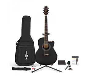 Roundback Acoustic Guitar Complete Player Pack by Gear4music Black