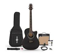 Roundback Electro Acoustic Guitar by Gear4music with 15W Amp & Accessories | ABS body resists feedback, K-2T pickup for amplified or unplugged play, single cutaway for solos