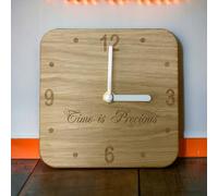 Rounded Corner Oak Veneer Wooden Clock, 20cm, Silent Mechanism