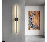 Rounded Corner Strip Wall Lamp, Linear Metal Light with Acrylic Shade, Ultra-Thin Corridor Decorative Lighting Washer, Modern LED Sconce, Black Long Lamps