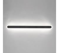 Rounded Corner Strip Wall Lamp, Linear Metal Wall Light with Acrylic Shade, Ultra-Thin Corridor Decorative Lighting Wall Washer, Modern LED Wall Sconce, Black Long Wall Lamps