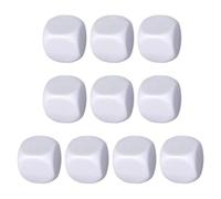 Rounded Empty White Dice, Dry Erase Dice, 10 x Rounded White Acrylic Dice Blocks - White Uniform Acrylic Blank Dice for Board Games in the Classroom, Stickers, Math Counting