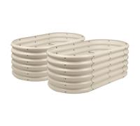 Harbour Housewares Raised Garden Bed - Ivory - 120 x 60 x 45cm - 2x - Rounded - Bottomless Metal Raised Bed Galvanised Steel Planter Box for Growing Outdoor Plants, Vegetables, Flowers and Herbs