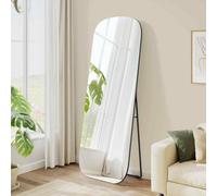 Rounded Rectangle Full Length Standing Mirror, Tempered Glass Floor Mirror For Bedroom And Dressing Room, Ink Black