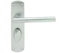 Rounded Straight Bar Handle on Bathroom Backplate 170 x 42mm Satin Chrome
