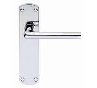 Rounded Straight Bar Handle on Latch Backplate - 170 x 42mm - Polished Chrome | Lever on Backplate Door Handle - Internal Door Hardware - Lock, Euro, Oval and Latch Options Available