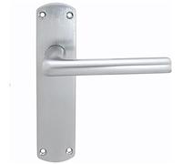 Rounded Straight Bar Handle on Latch Backplate - 170 x 42mm - Satin Chrome | Lever on Backplate Door Handle - Internal Door Hardware - Lock, Euro, Oval and Latch Options Available