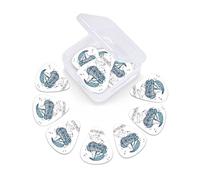 Rounded Triangles Guitar Picks 12 Pack Universal ABS Guitar Picks,Geometric Themed Pattern with Rounded Triangles and Squares,for Acoustic and Electric Guitar,Orange Blue