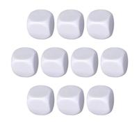 Rounded White Dice - Set Of 10 Blank Six Sided Cubes, Math Counting Teaching Tool, Creative Painting Blocks, Kids Educational Toy, Fun Learning Dice Set For Drawing Building Activities