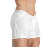 Rounderbum Men’s Anatomic Tech Boxer Brief - Anatomically Contoured Pouch, Cotton Stretch, Longer Leg Fit, White, S