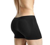 Rounderbum Men’s Dual Tech Padded Boxer Brief + Smart Package Cup - Removable Pads & Package Support, 3 Colors, Black, L