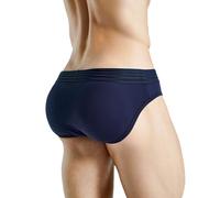 Rounderbum Men’s Dual Tech Padded Brief + Smart Package Cup - Butt Enhancing Underwear with Removable Pads & Package Pouch, Navy, L