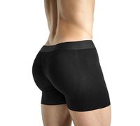 Rounderbum Men’s Stealth Padded Boxer Brief - Removable Butt Pads, Seamless Look, Black or Nude, 1-Pack, Black, S