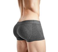Rounderbum Men's Padded Underwear Trunks with Removable Butt Enhancing Pads - 3 Colors - More Volume Instantly, Short Inseam, Heather Charcoal, M
