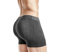 Rounderbum | Mens Underwear Boxer Briefs | Butt Enhancing Pads - Body Shaper Underwear | Round Bum Effect-Removable Pads, Heather Charcoal, M