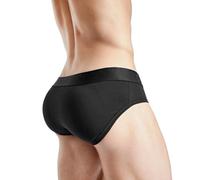 Rounderbum | Mens Underwear - Mens Boxer Briefs - Boxer with Butt Enhancing Pads - Body Shaper - Padded Underwear Shapewear, Black Padded Brief, XL