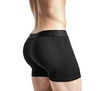 Rounderbum | Mens Underwear - Mens Boxer Briefs - Boxer with Butt Enhancing Pads - Body Shaper - Padded Underwear Shapewear, Black Padded Jc01n, M