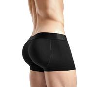 Rounderbum | Mens Underwear - Mens Boxer Briefs - Boxer with Butt Enhancing Pads - Body Shaper - Padded Underwear Shapewear, Black Padded Trunk Jc02n, S