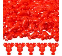 RoundFunny 100 Pcs Mini Lobster Figurine Resin Lobster Models Tiny Red Crawfish Decor Small Fake Sea Figurine for Early Education Teaching Aids, Party Shooting Props and Tabletop Decor