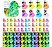 RoundFunny 150 Pcs Mini Luminous Resin Sailor Cruise Ducks Glow in The Dark Tiny Cruise Duck for Hiding with Hat Miniature Figurines for Hide and Seek Prank Micro Landscape Garden Dollhouse