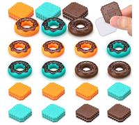 RoundFunny 16 Pcs Food Magnetic Slider Fidget Haptic Coin Donut Fidget Toys Slider Cookies Magnetic Donut Push Slide Sensory Relief Stress and Anxiety Depression Desk Block Toys for Adult Teens Gifts