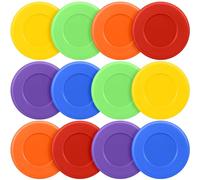 RoundFunny 24 Assorted Ice Hockey Pucks Diameter 3" Thickness 1" Lightweight Hard Hollow Plastic Pucks for Practicing and Classic Training Street Hockey Puck Balls for Indoor (Bright)