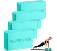 RoundFunny 4 Pack Yoga Blocks Non Slip Pilates Brick Foam Blocks Pilates Dance Gymnastics Workout Fitness Props Tool for Stretching Meditation and Exercise (Lake Blue)