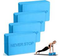 RoundFunny 4 Pack Yoga Blocks Non Slip Pilates Brick Foam Blocks Pilates Dance Gymnastics Workout Fitness Props Tool for Stretching Meditation and Exercise(Blue)