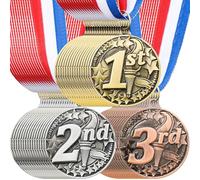 RoundFunny 48 Pcs Award Medals 1st 2nd 3rd Place Medals for Awards Winner Medal Gold Silver Bronze Medal with Neck Ribbon Trophy Award for Sports Competitions Party 2 Inches (Torch Style)