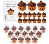 RoundFunny Positive Crochet Acorns Inspirational Gifts Cute Handmade Crochet Acorns with Cards and Bag Stocking Stuffer for Friend Daughter Son Small Birthday Gift