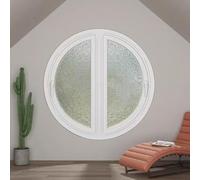 RoundMoonVentilationWindowwithHandle70cmAluminumAlloy&TemperedGlassIdealforEntranceBedroomBathroomStylishWhiteDesign