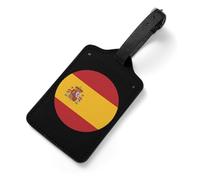 Roundness Spain Flag Luggage Tag for Suitcases PU Leather Identify Labels Privacy Travel Baggage Accessories Essentials