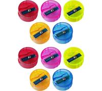 Roundy Plastic Pencil Sharpeners, Multicolour, Pack of 10, Single Hole Sharpeners, Party Bag Fillers, School Home Office Use, iZOFAX Black Ball Pen