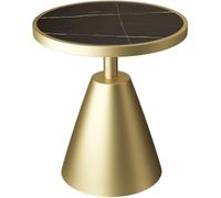 RounSlate Modern Accent Side Table with Metal Base - Slish Fur for Living Room & Bedroom, Versatile Space-Saving Home Decor Solut