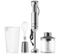 ROUNY 1200W 4-in-1 Immersion Hand Blender with 700ml Beaker, Egg Whisk & Food Chopper - Powerful Electric Stick Blender for Pureeing, Chopping, Whipping Soups, Baby Food, Sauces