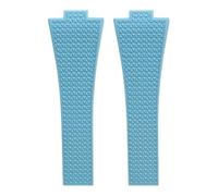 ROUREOX 11/12MM Textured Silicone Watch Strap Men's & Women's Sports Rubber Band Waterproof Deployment Folding Clasp for Tissot PRX Chronograph-Light Blue + No Buckle 12MM