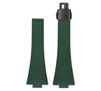 ROUREOX 11/12MM Textured Silicone Watch Strap Men's & Women's Sports Rubber Band Waterproof Deployment Folding Clasp for Tissot PRX Chronograph-Green + Black 11MM